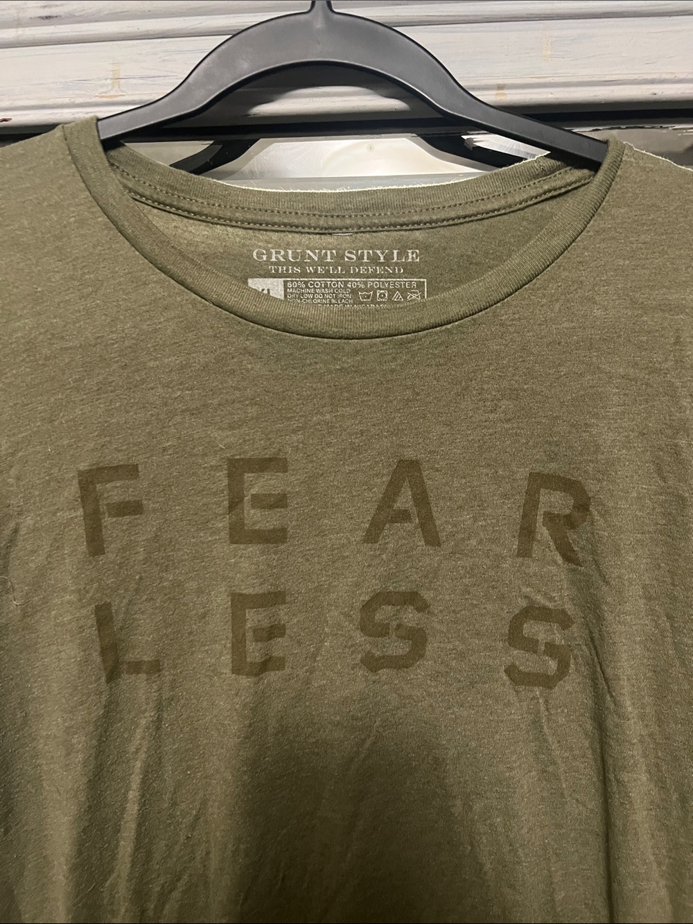 Grunt Style Women's Fear Less Training T-Shirt Military Green Patriotic Size XL